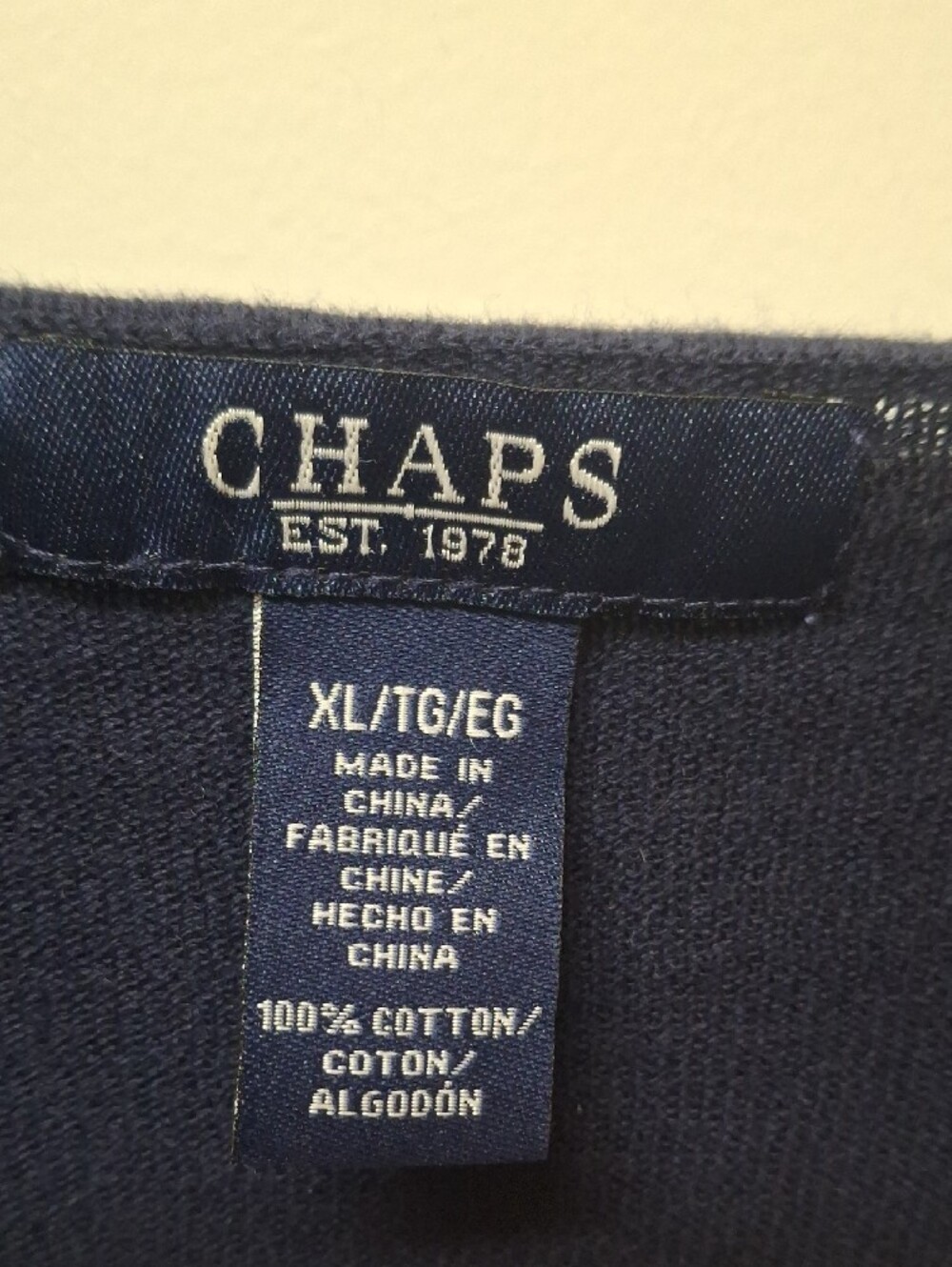 Chaps Women's Navy Button-Front Crewneck Cardigan 3/4 Length Sleeve - Picture 2 of 3